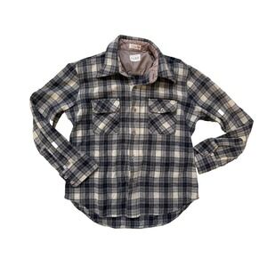 Envoy Wool Flannel Shirt Mens L Blue Plaid Lined Vintage 80s